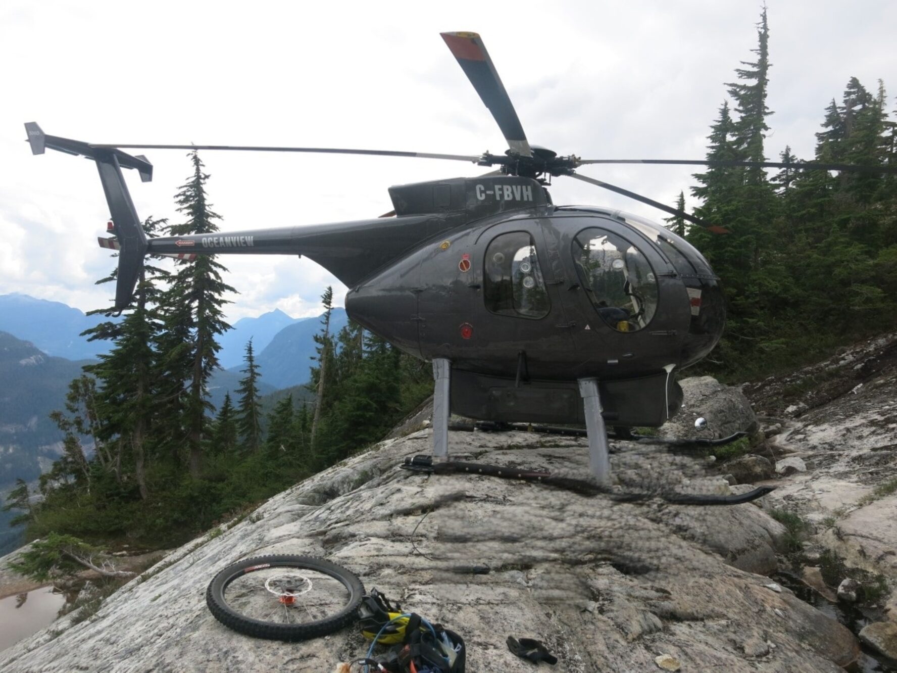 Helicopter in BC’s Coast Mountains.