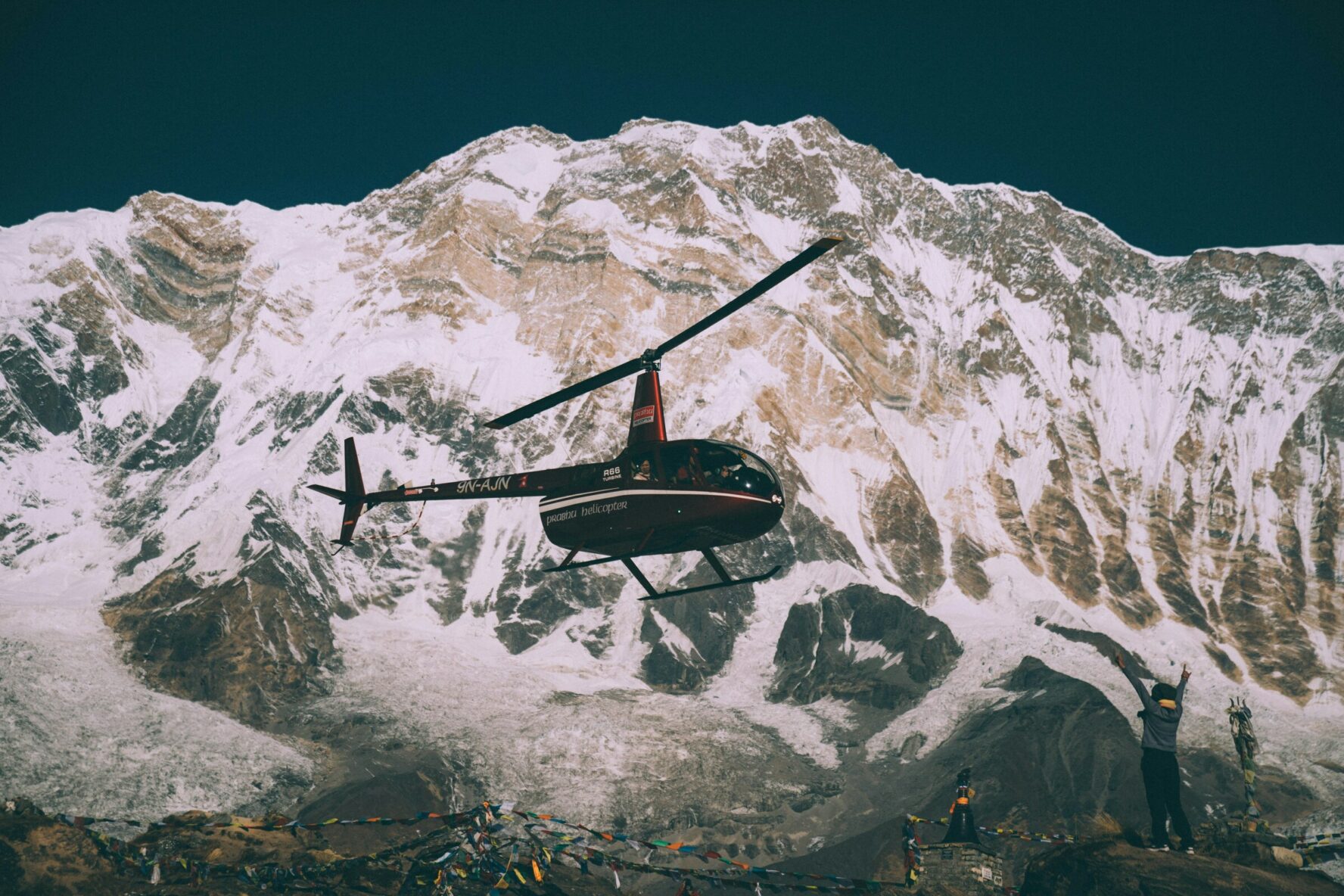 Helicopter near Mount Everest.