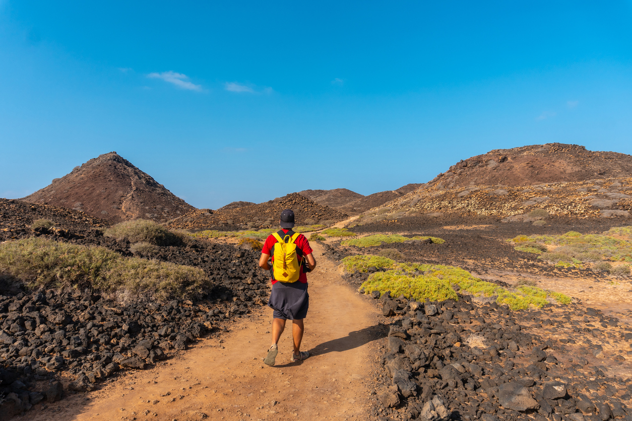 Hiker on island Lobos