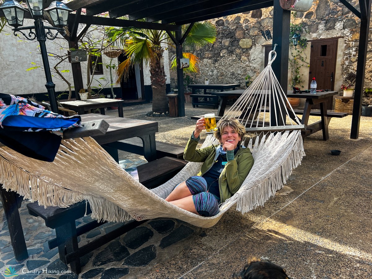 Hiker relaxing in a hammock, Fuerteventura