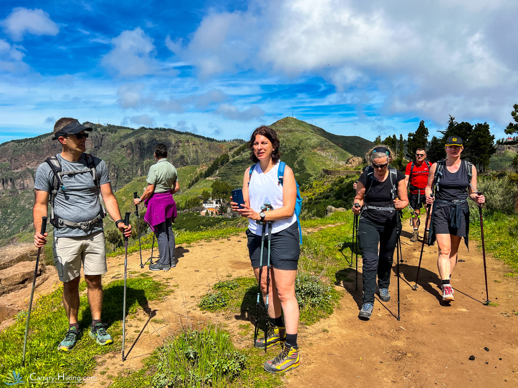 Hiking group doing the GR131 in Gran Canaria