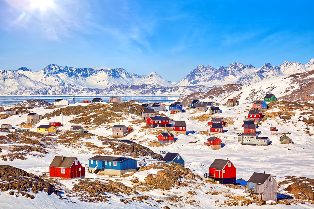 Kulusuk village in East Greenland in snow