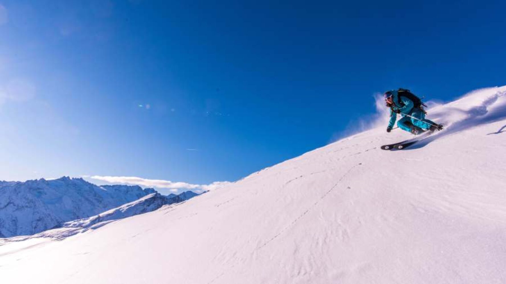 Freeride skier in La Grave, France.