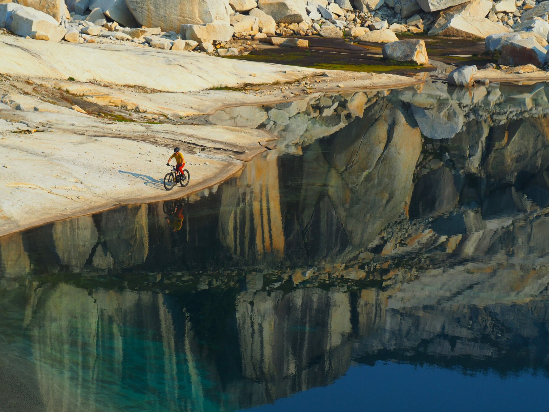 Lakeside slab riding in BC’s Coast Mountains.