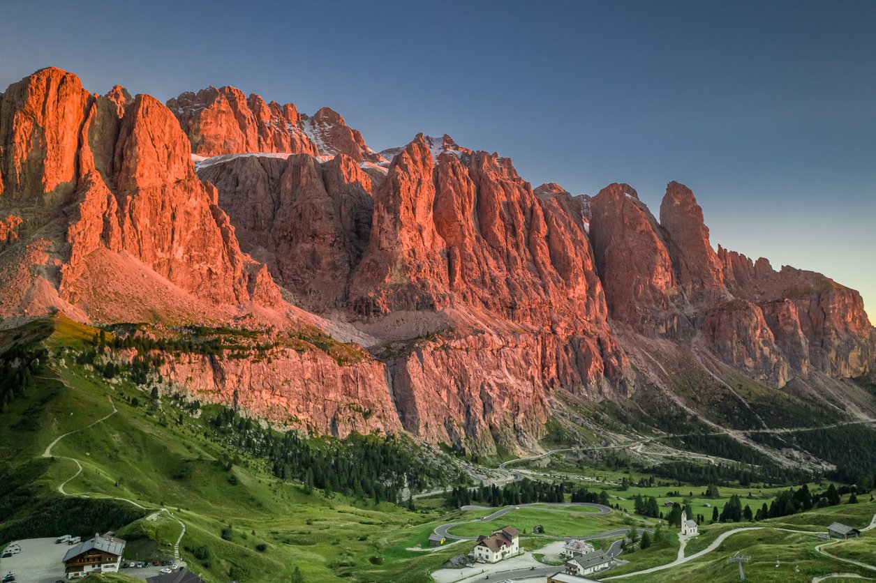 Passo Gardena at sunset