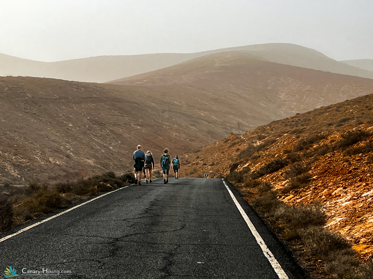 Walking down road in Fuerteventura