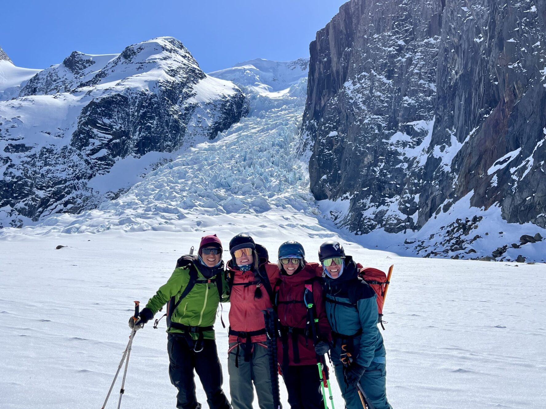 Four skiers in West Greenland