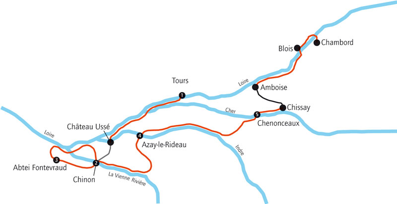 Loire Valley bike tour map