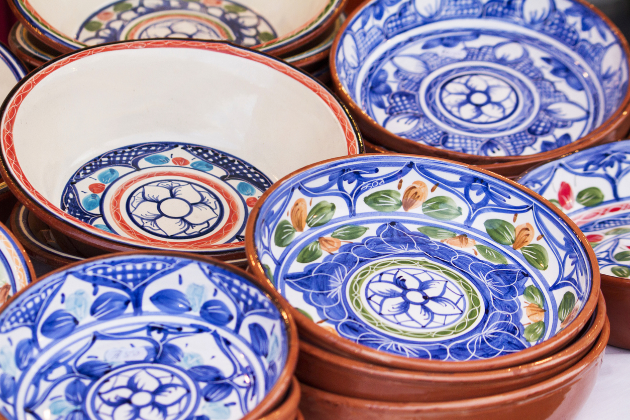 traditional portuguese terracotta soup bowls