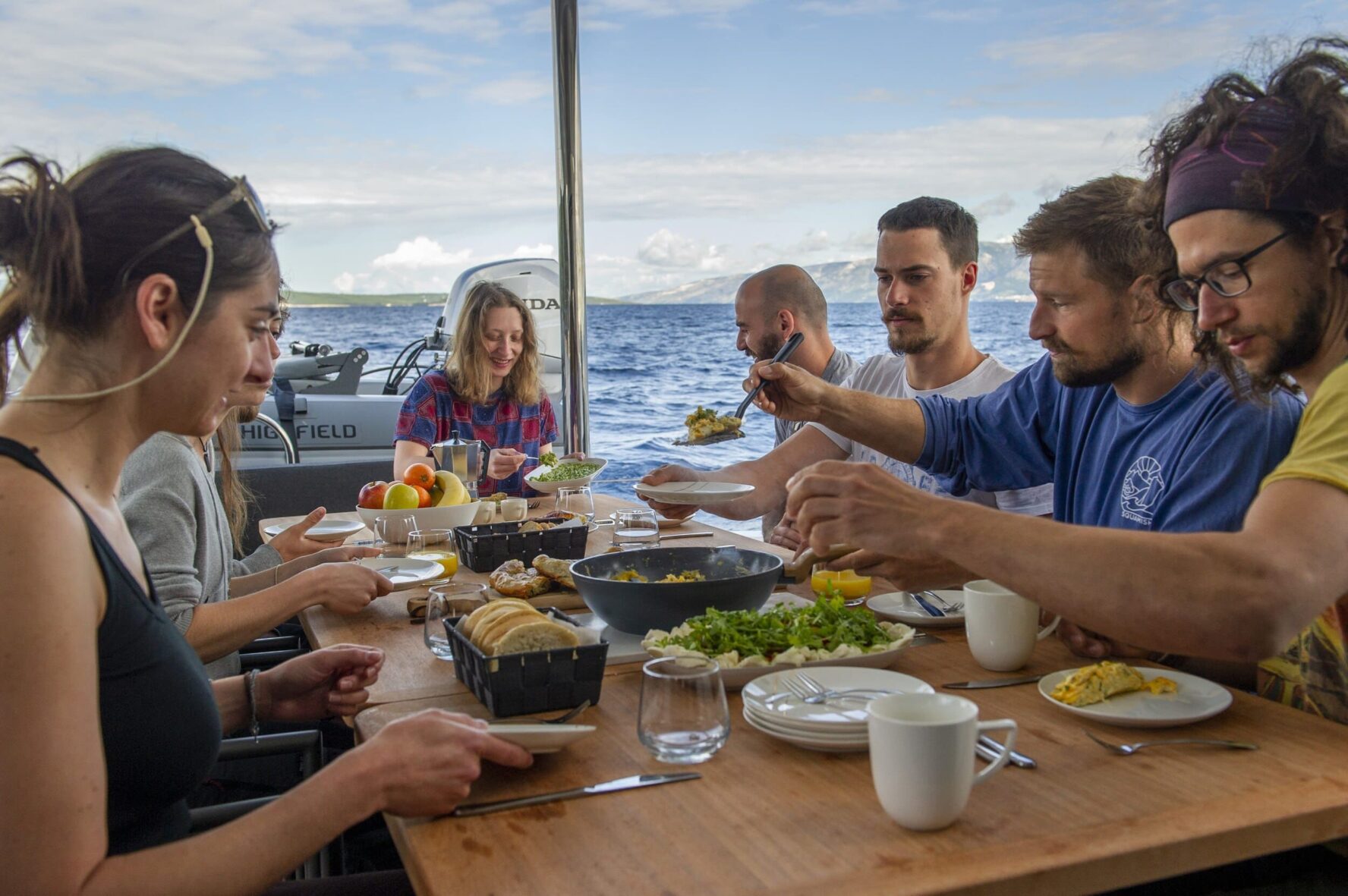 Sail and climb trip lunch