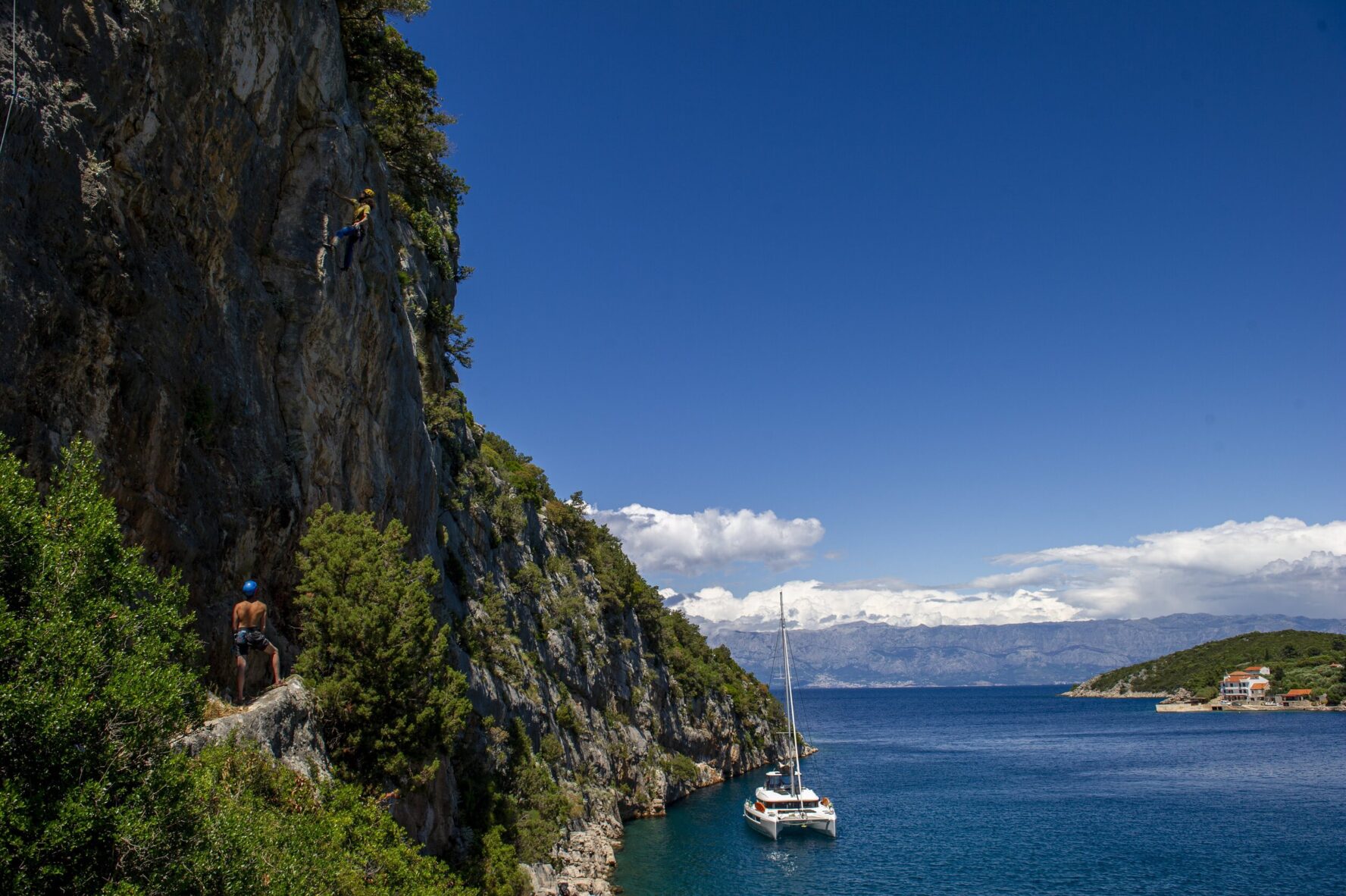 Sailboat climber coast Croatia