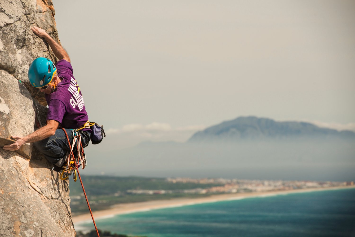 Blue sea while climbing in Tarifa