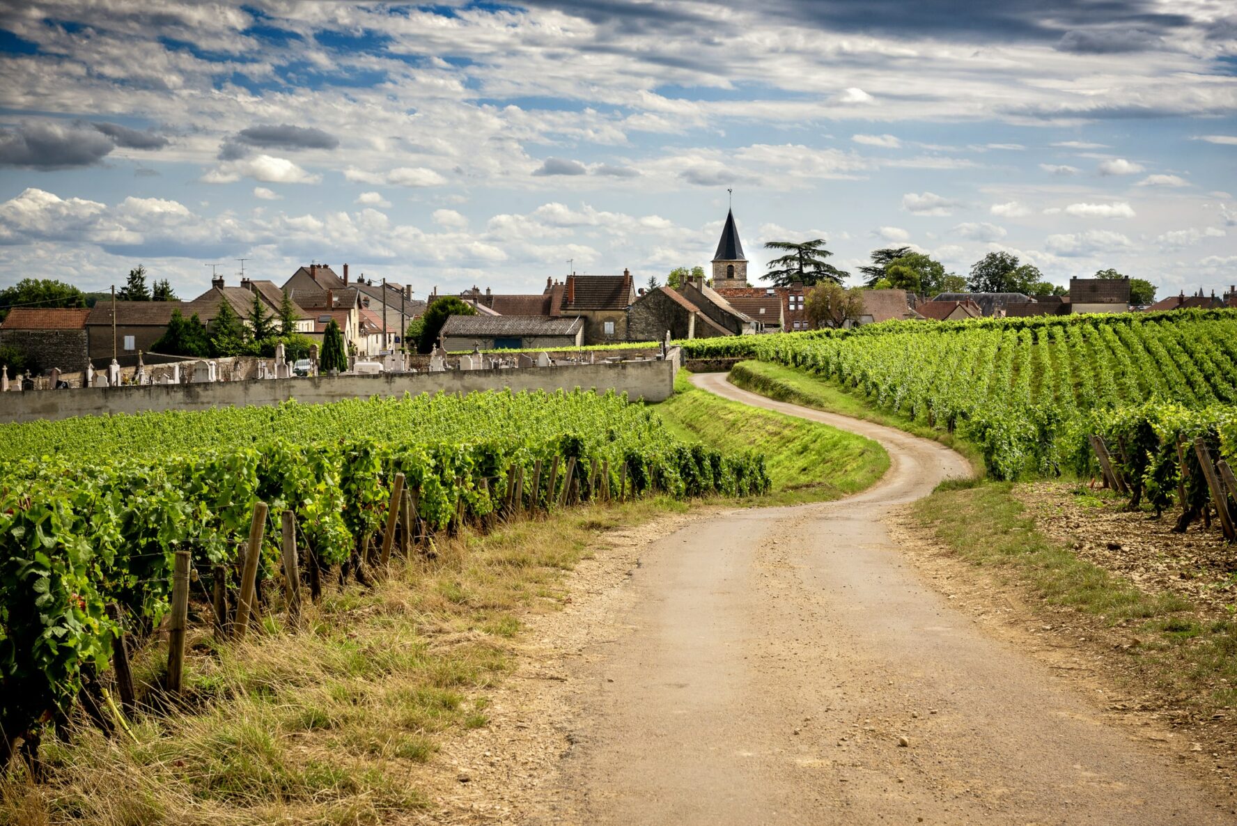 A winding panoramic road in Burgundy, France