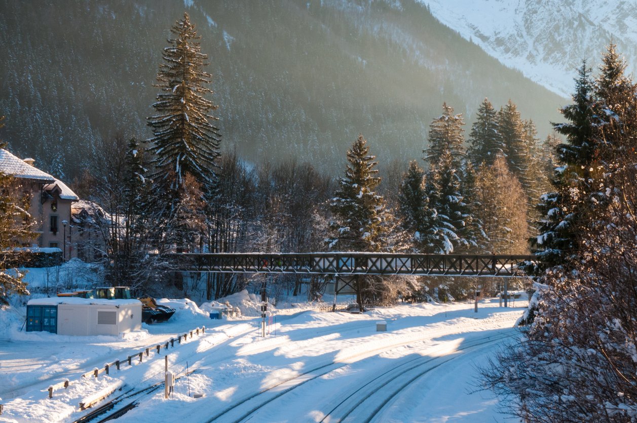 Chamonix railroad in the winter