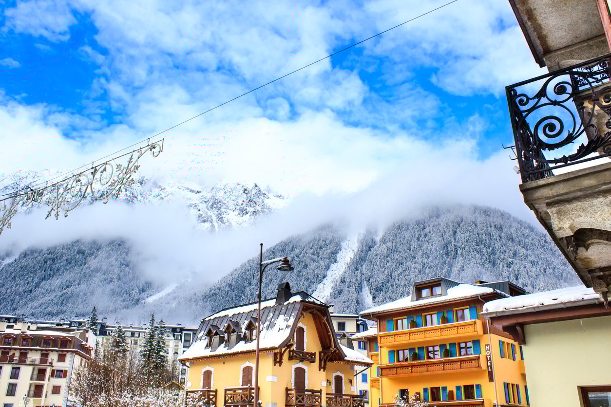Chamonix town in winter
