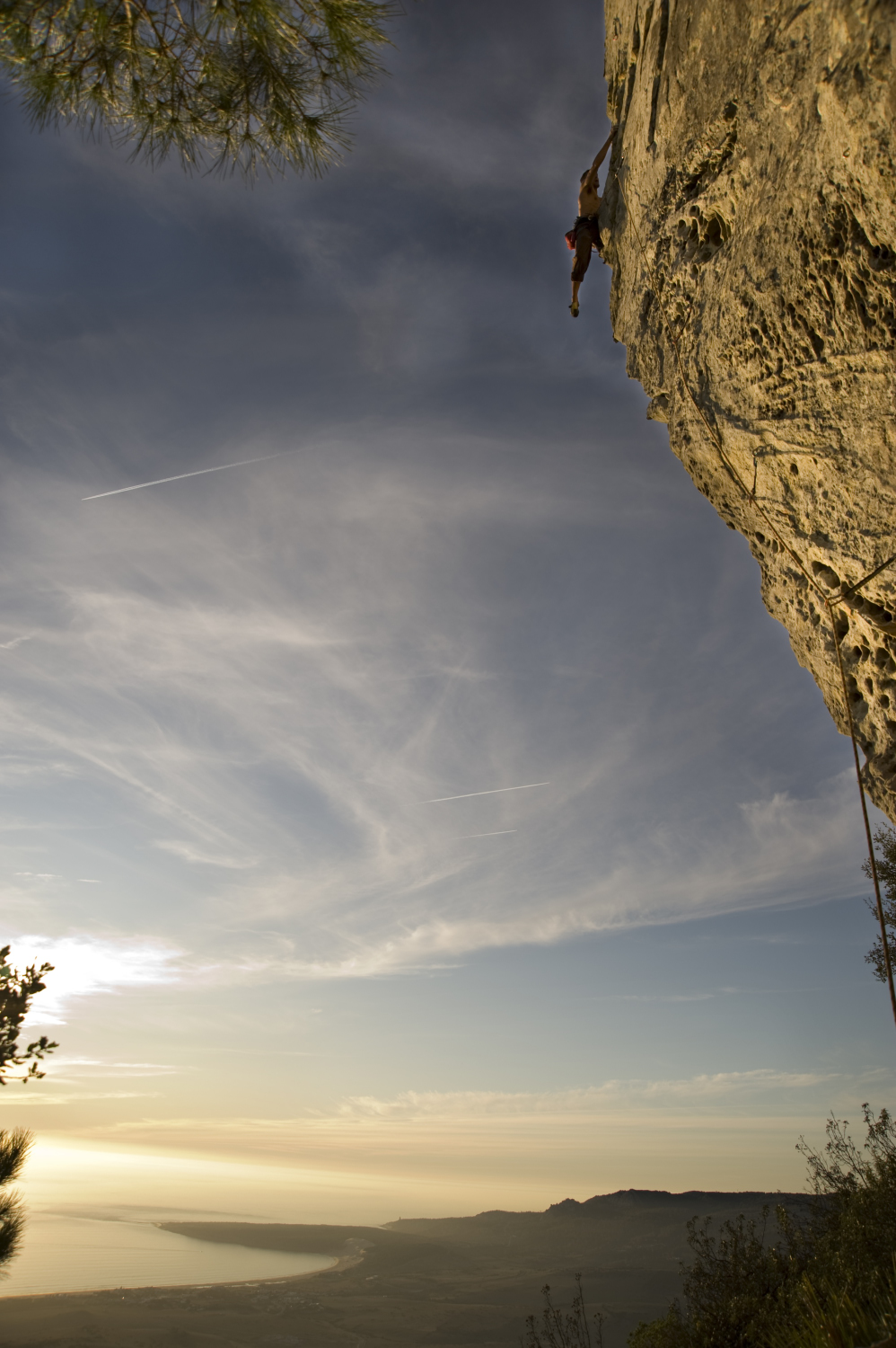 Fantastic views in Tarifa, climber