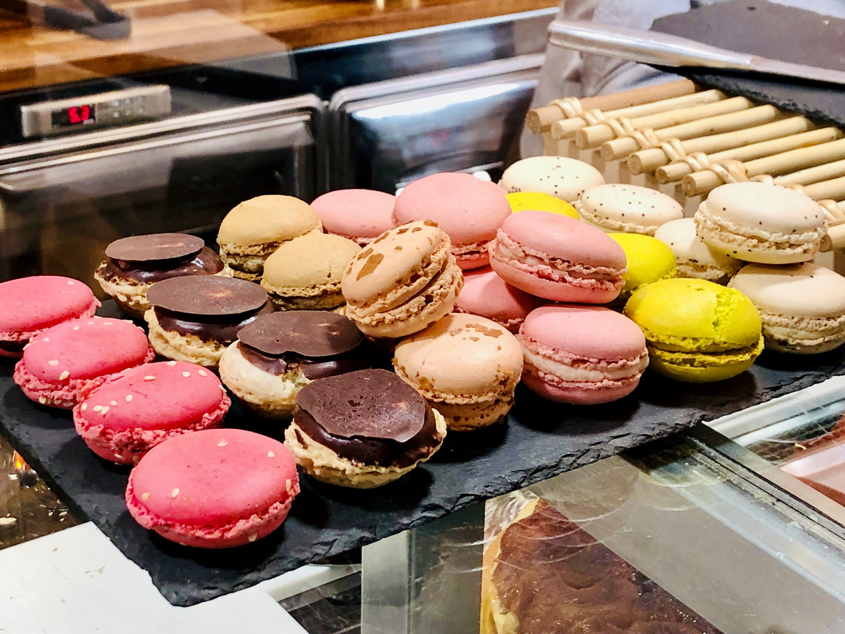 A close up of French macarons in Loire Valley