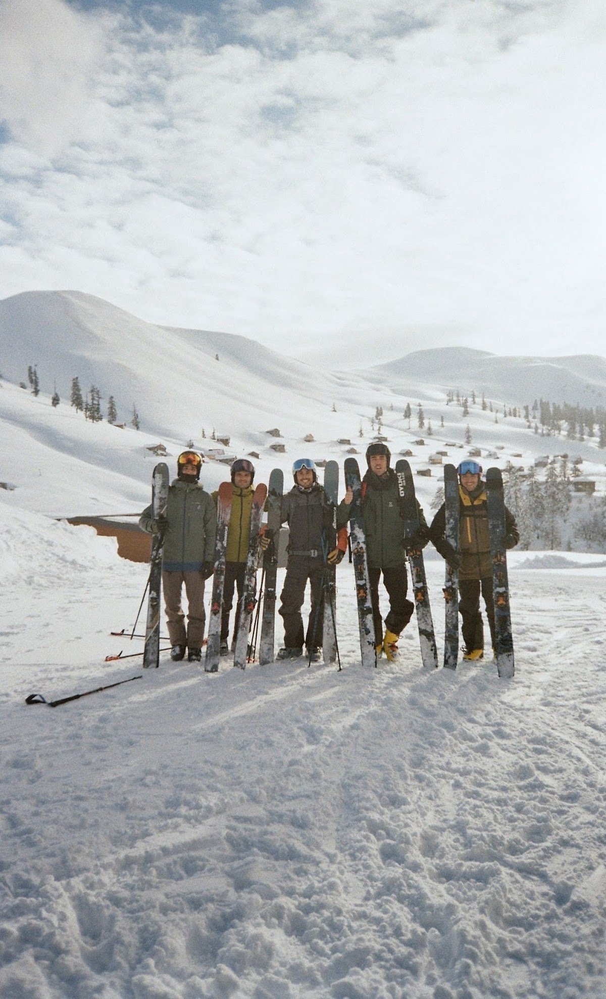 Goderdzi, Georgia, a group of cat skiers posing for a photo