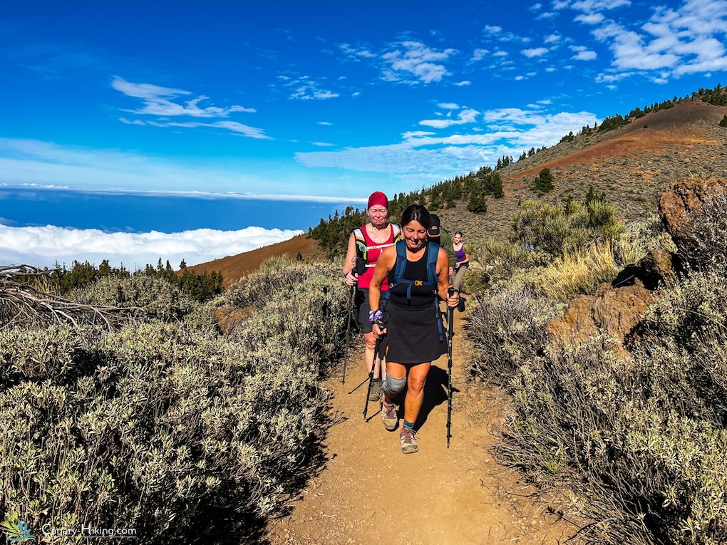 Hiking with clouds below
