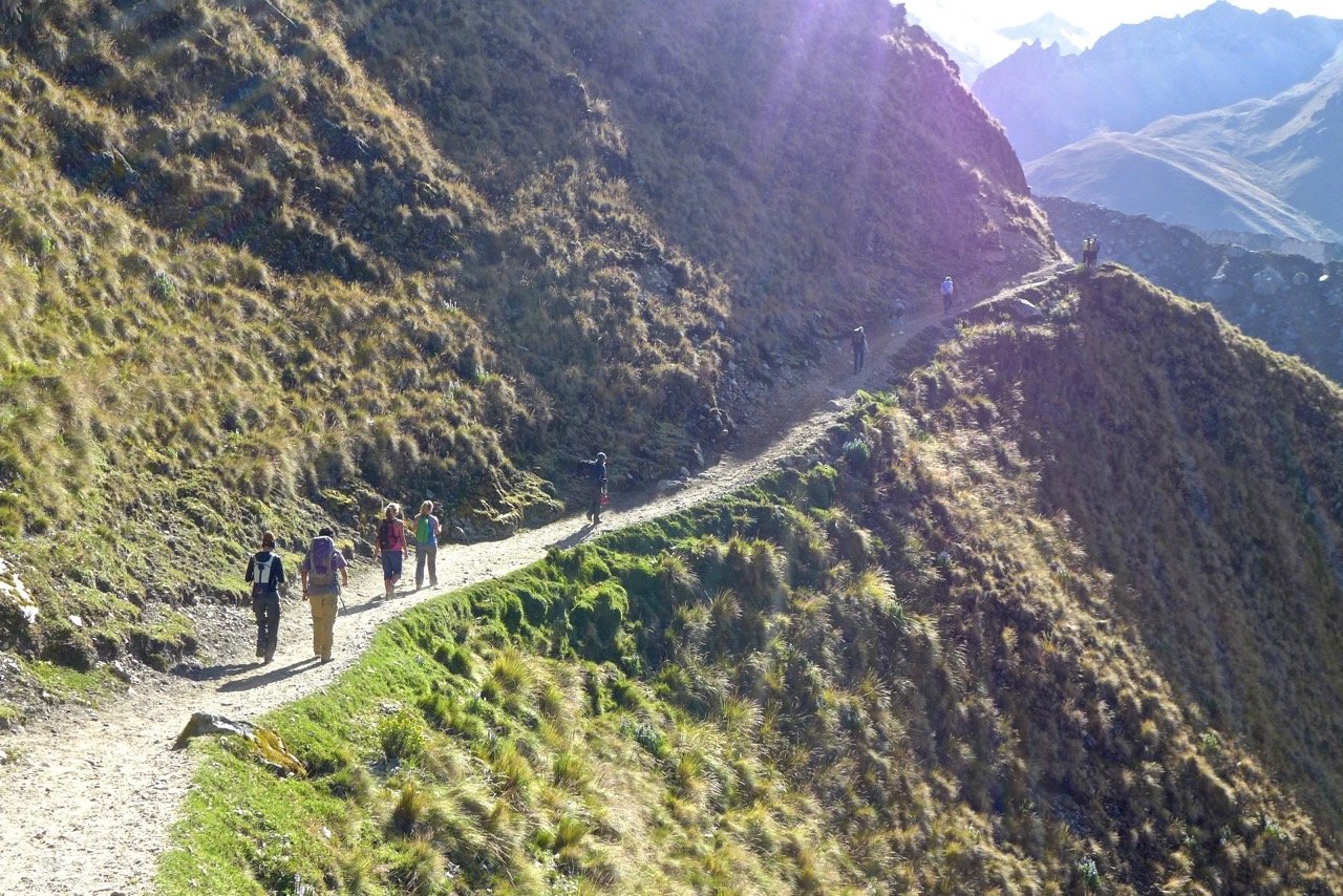Hikers walking the Salkantay trek