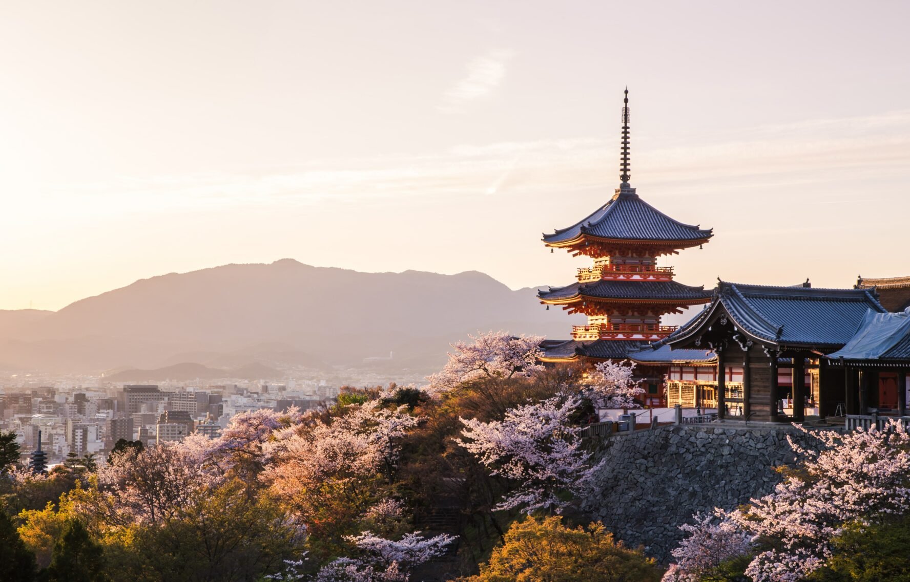 A sunset vista in Kyoto, Japan