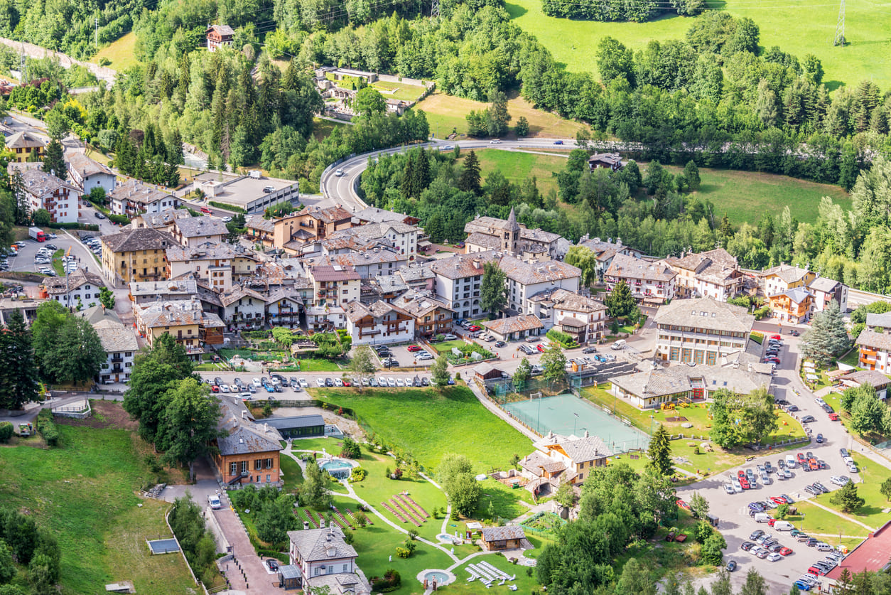Aerial view of Pre saint Didier spa town in Italy