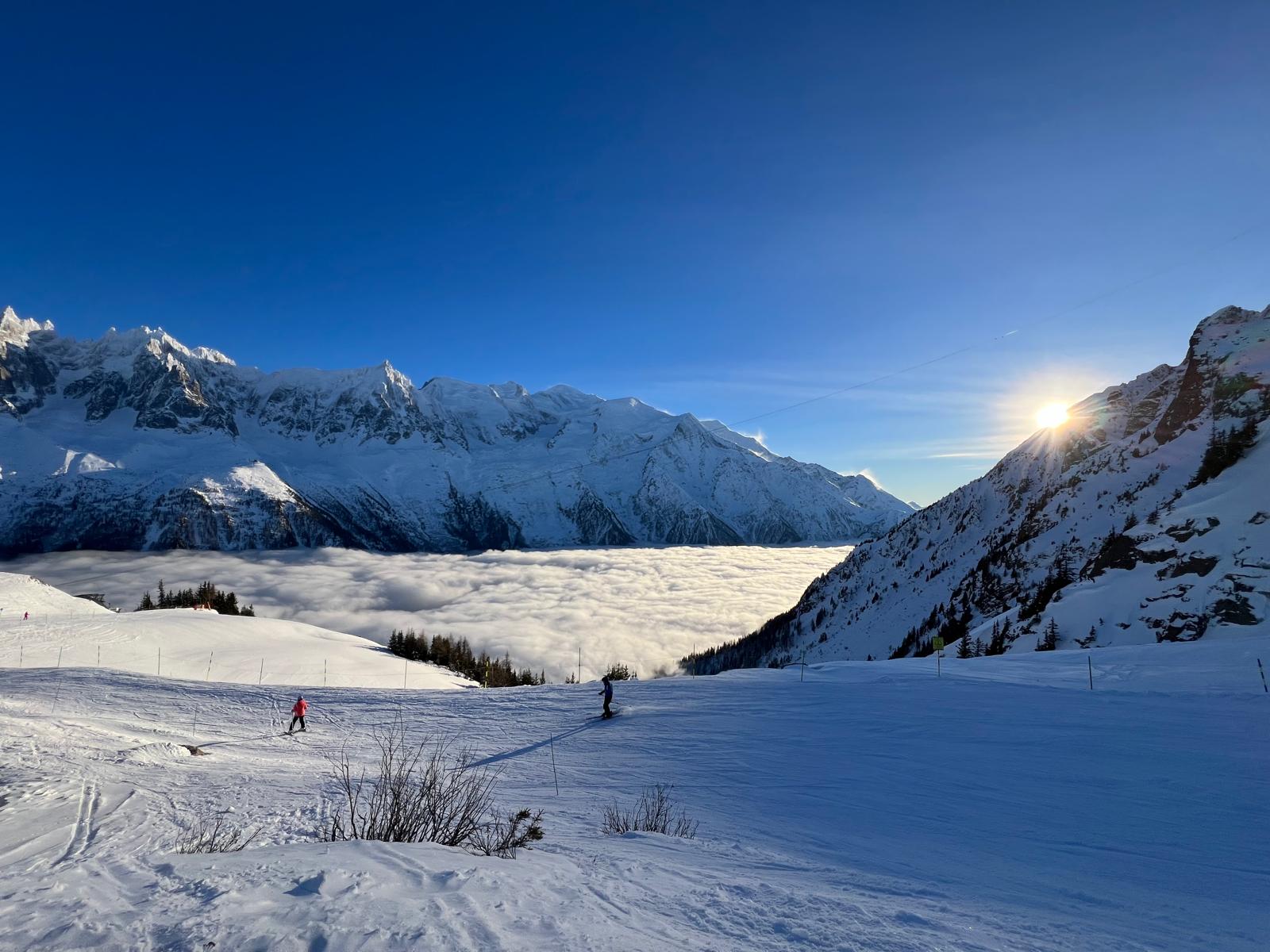 Sunset near Chamonix in Alps