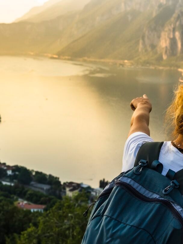 Woman on a hiking tour, Lake Como