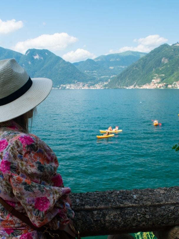 Woman on a hiking tour, Lake Como
