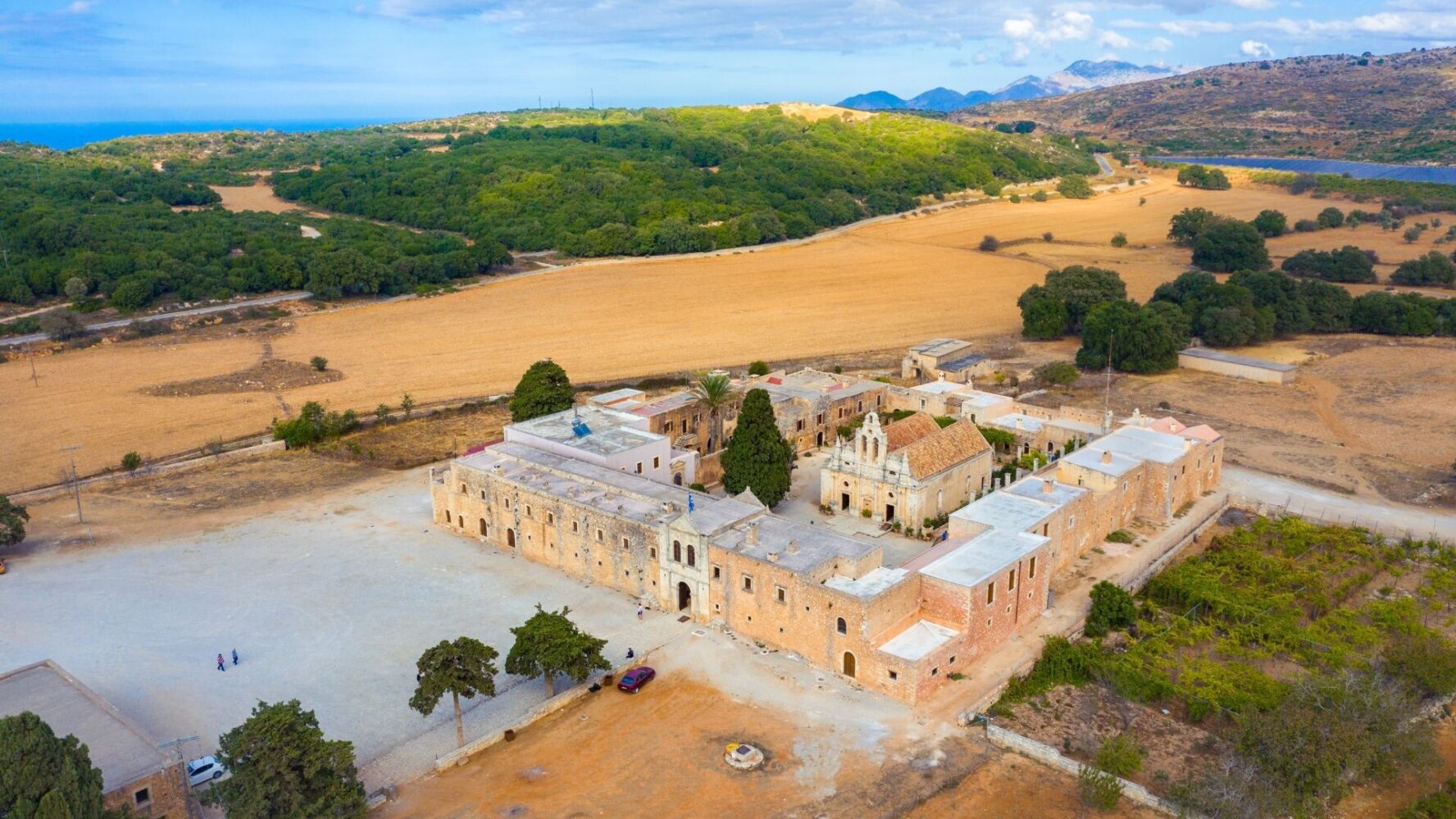 Aerial shot of the Arkadi monastery
