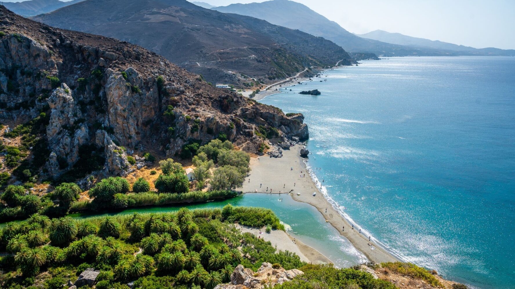 Aerial shot of Preveli beach
