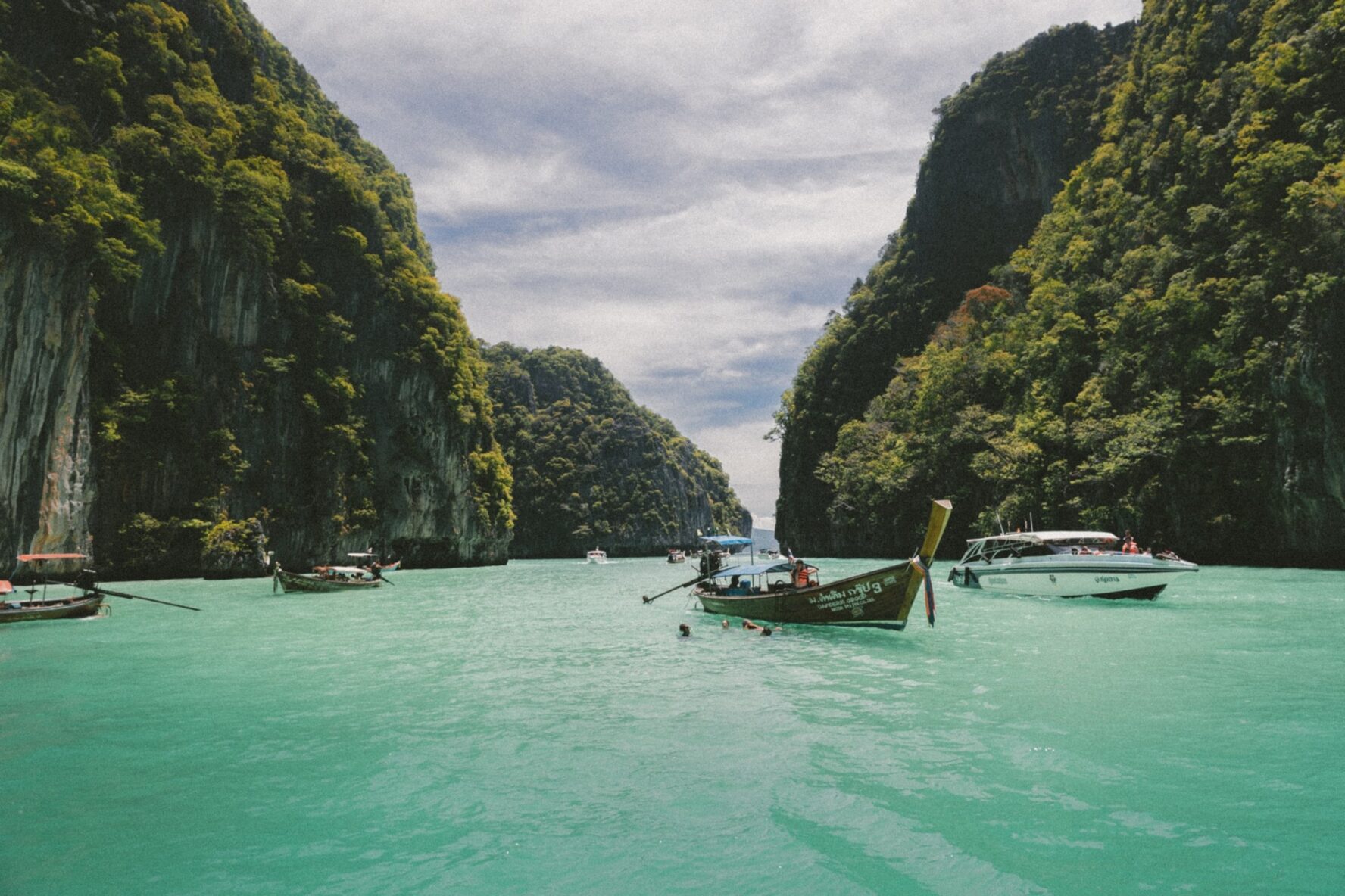 Boats docked in a bay in Thailand