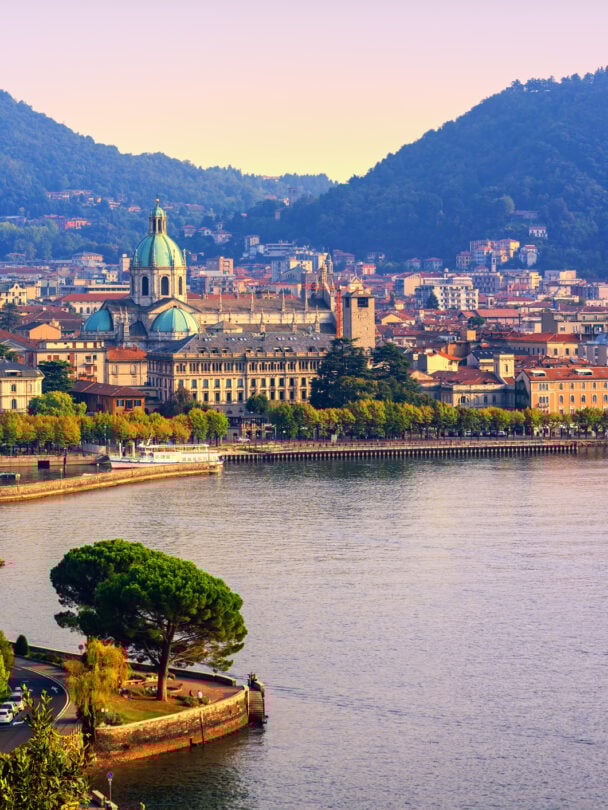 Woman on a hiking tour, Lake Como