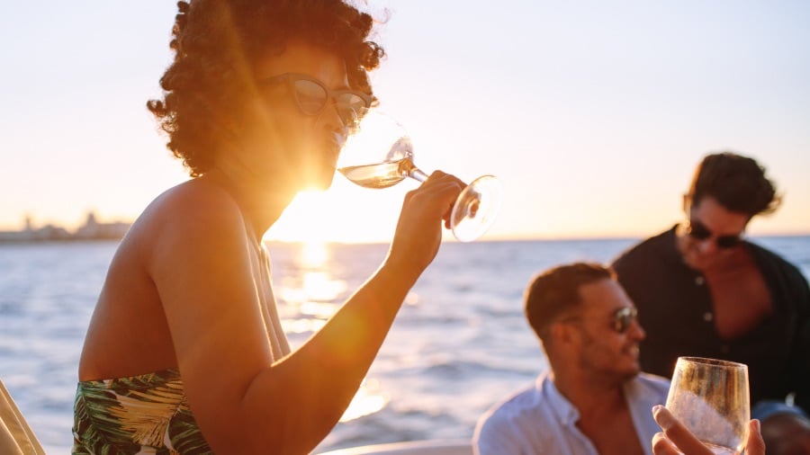 Drinking wine aboard a gulet