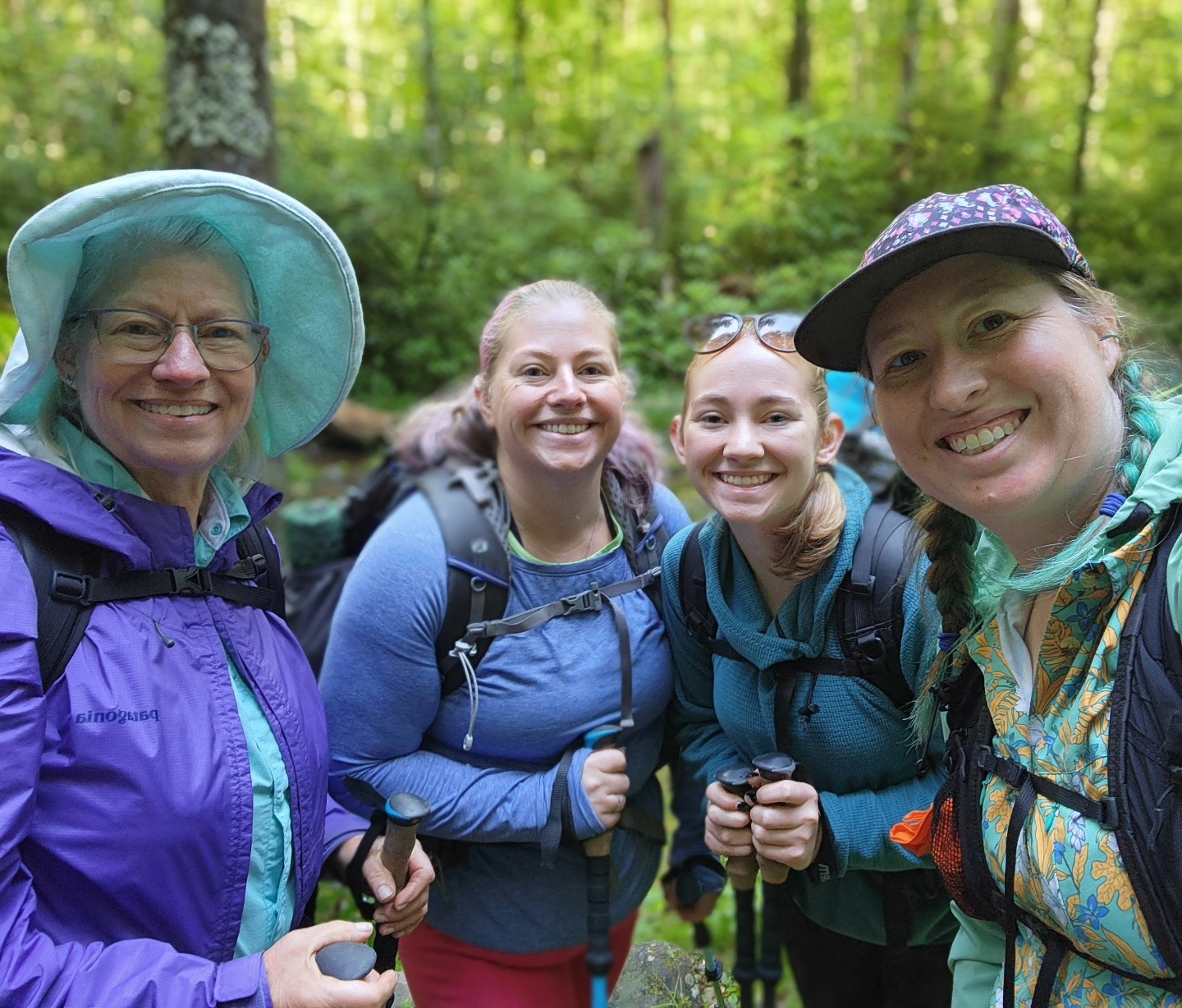 Happy hikers in the Smoky Mountains