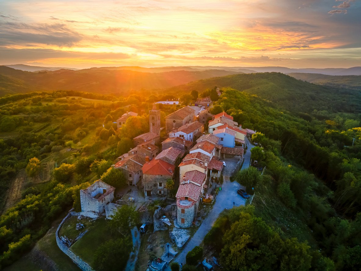 Hum at sunset in Croatia