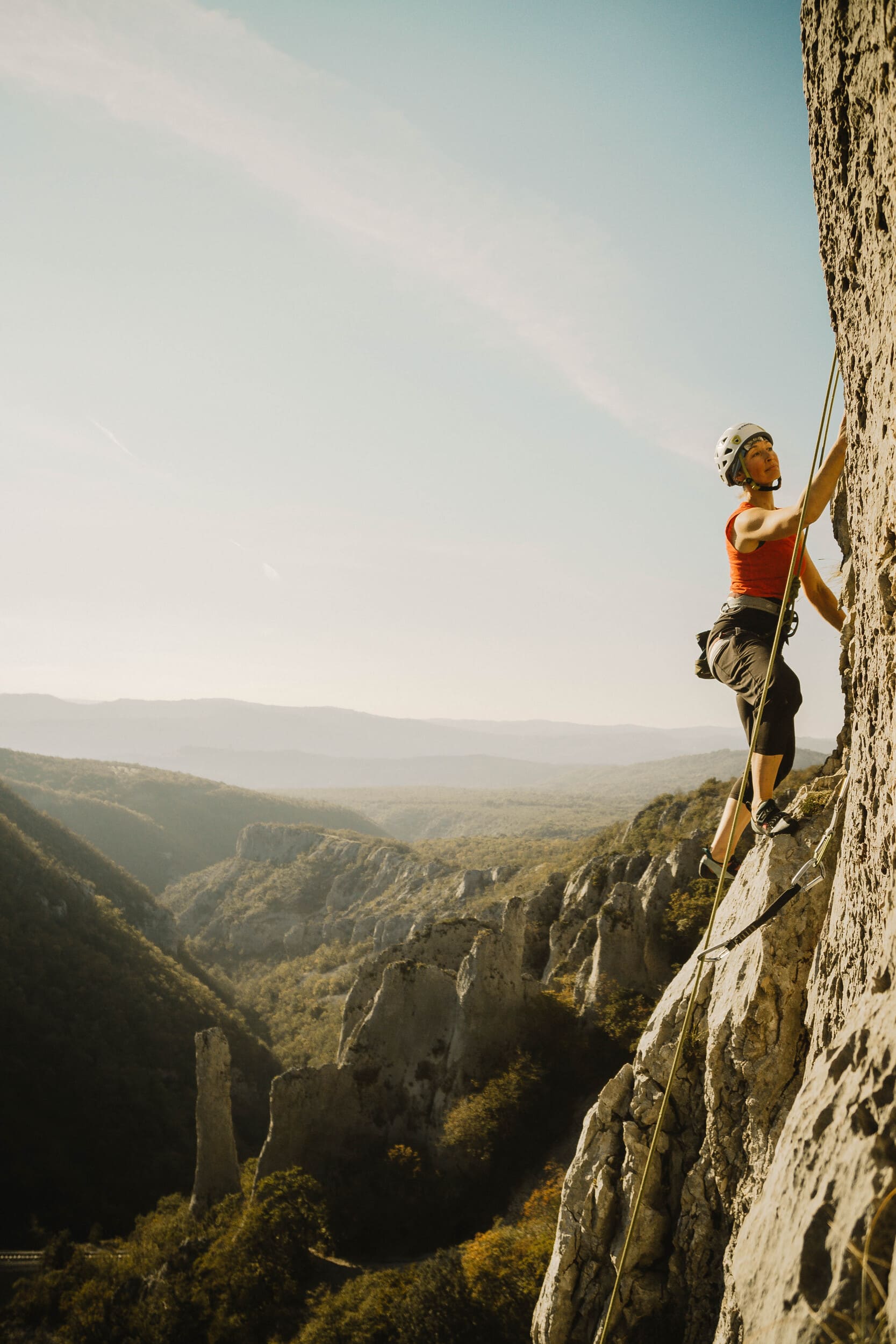 One climber in Istria and landscapes