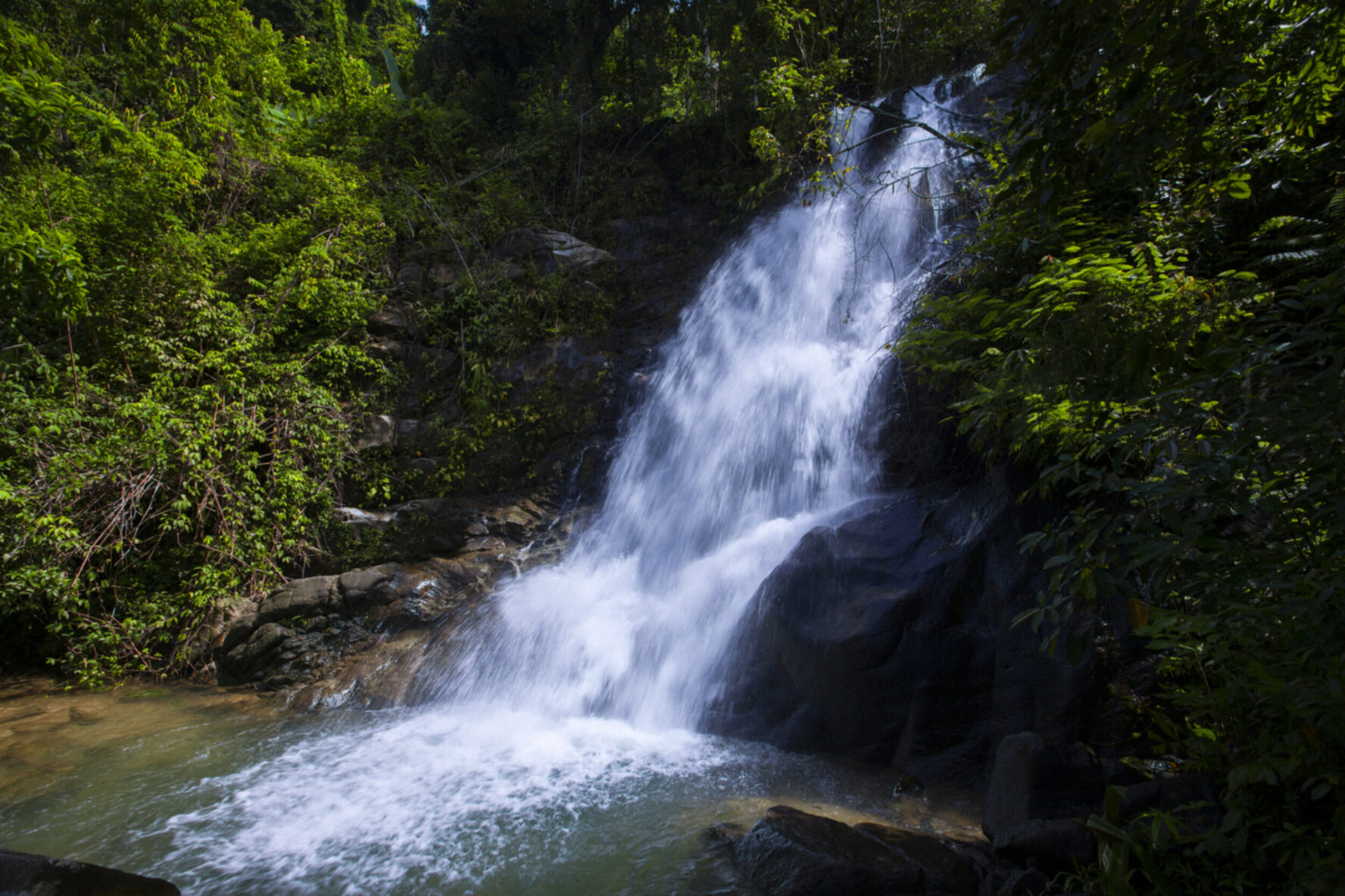 Sai Rung waterfall in the tropical rainforest of Khao Lak