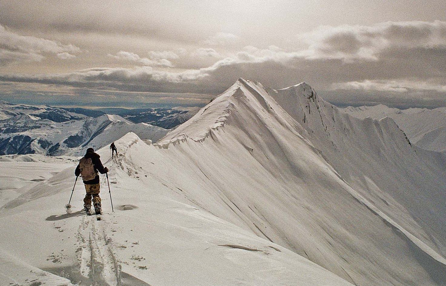Ski Touring Across Gudauri Mountain Ridge
