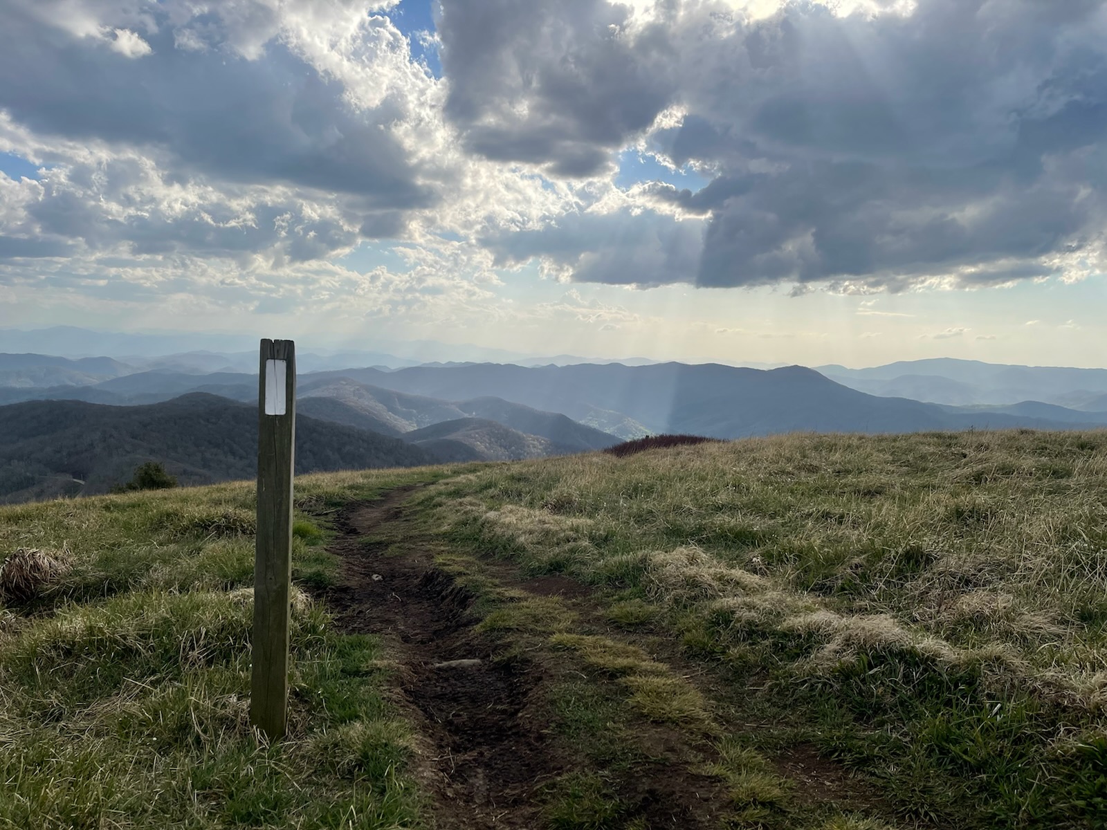 Sun through clouds on the Appalachian Trail