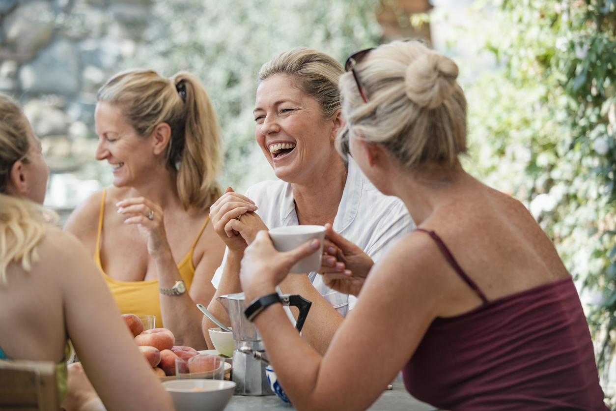 Women enjoying Italian breakfast