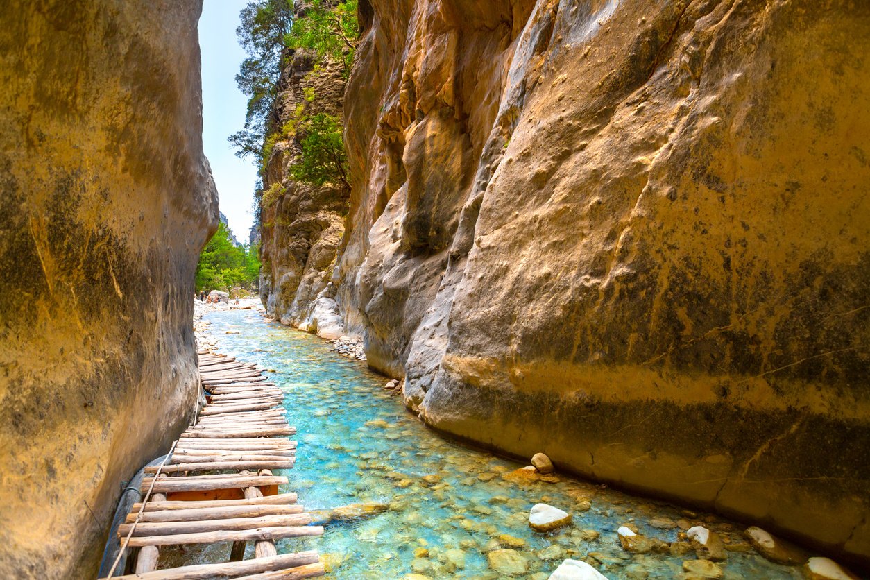 A wooden bridge in Samaria Gorge, Crete