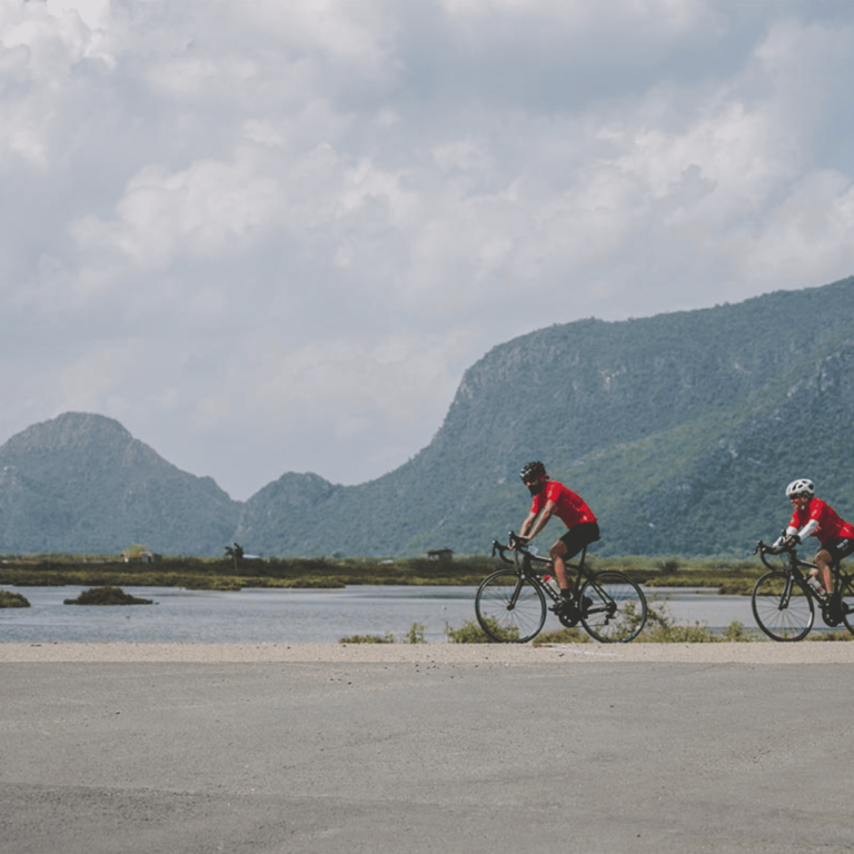 Cycling along the coast in Thailand