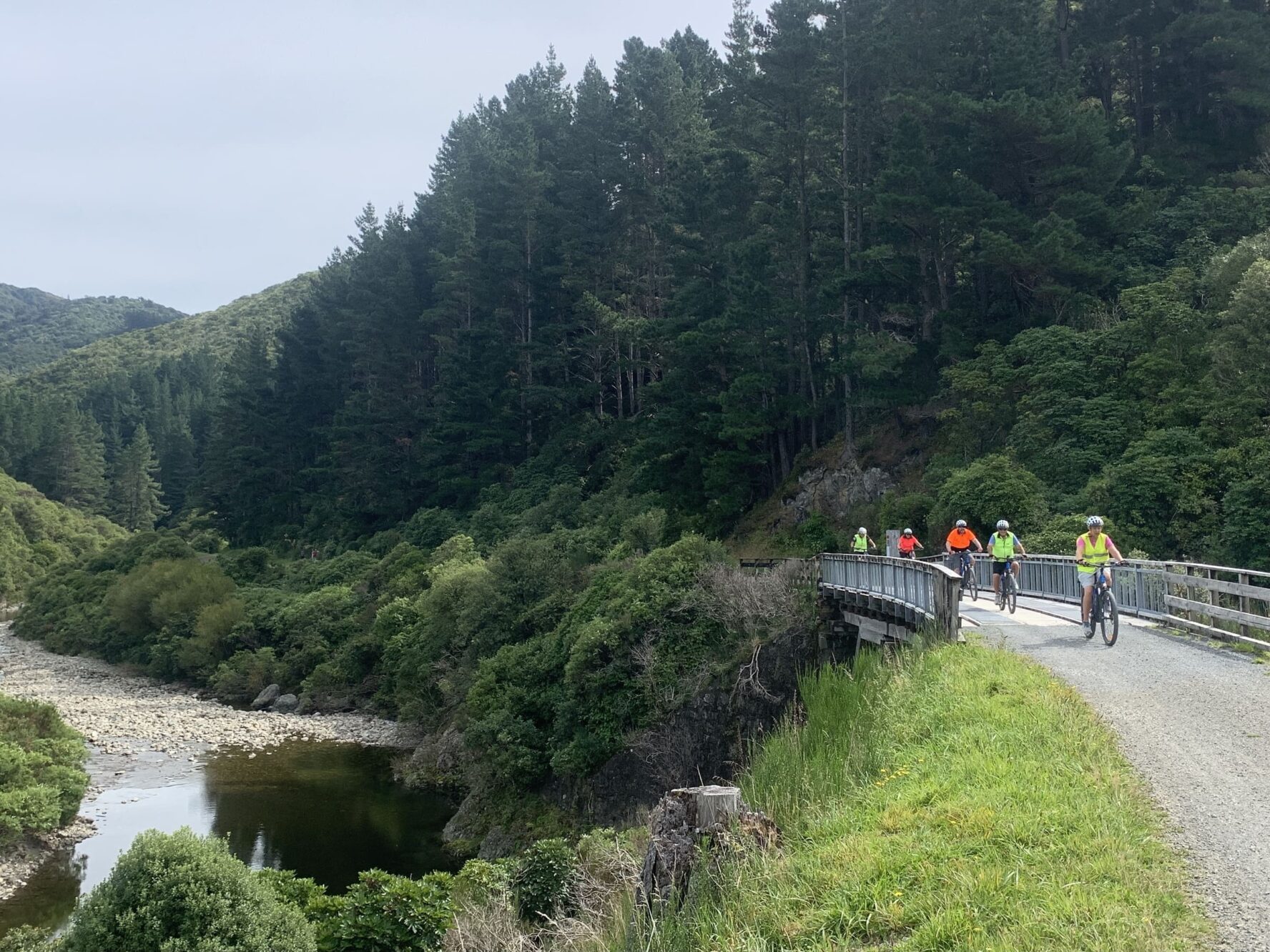 Cycling over a bridge in Hawke’s Bay