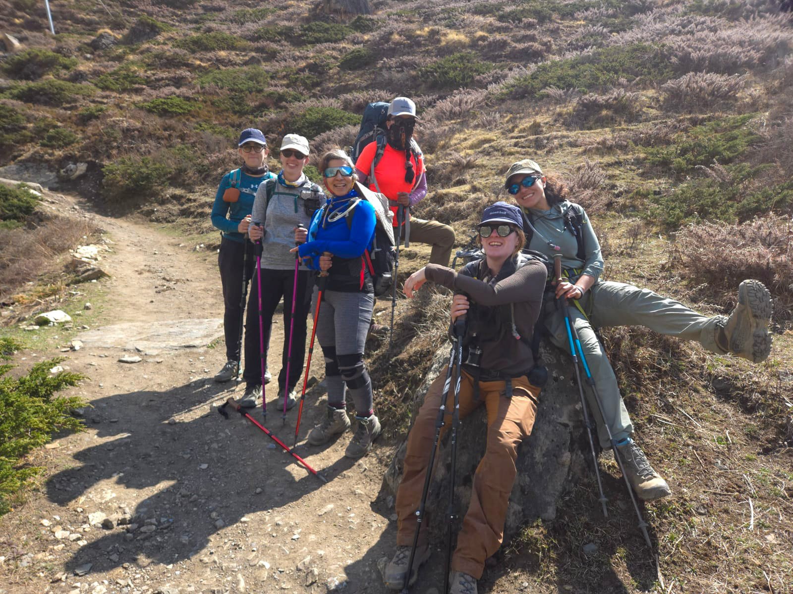 Hikers resting on Annapurna Circuit Trek, Nepal