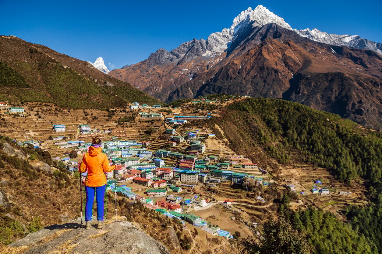 Town of Namche Bazaar in Nepal