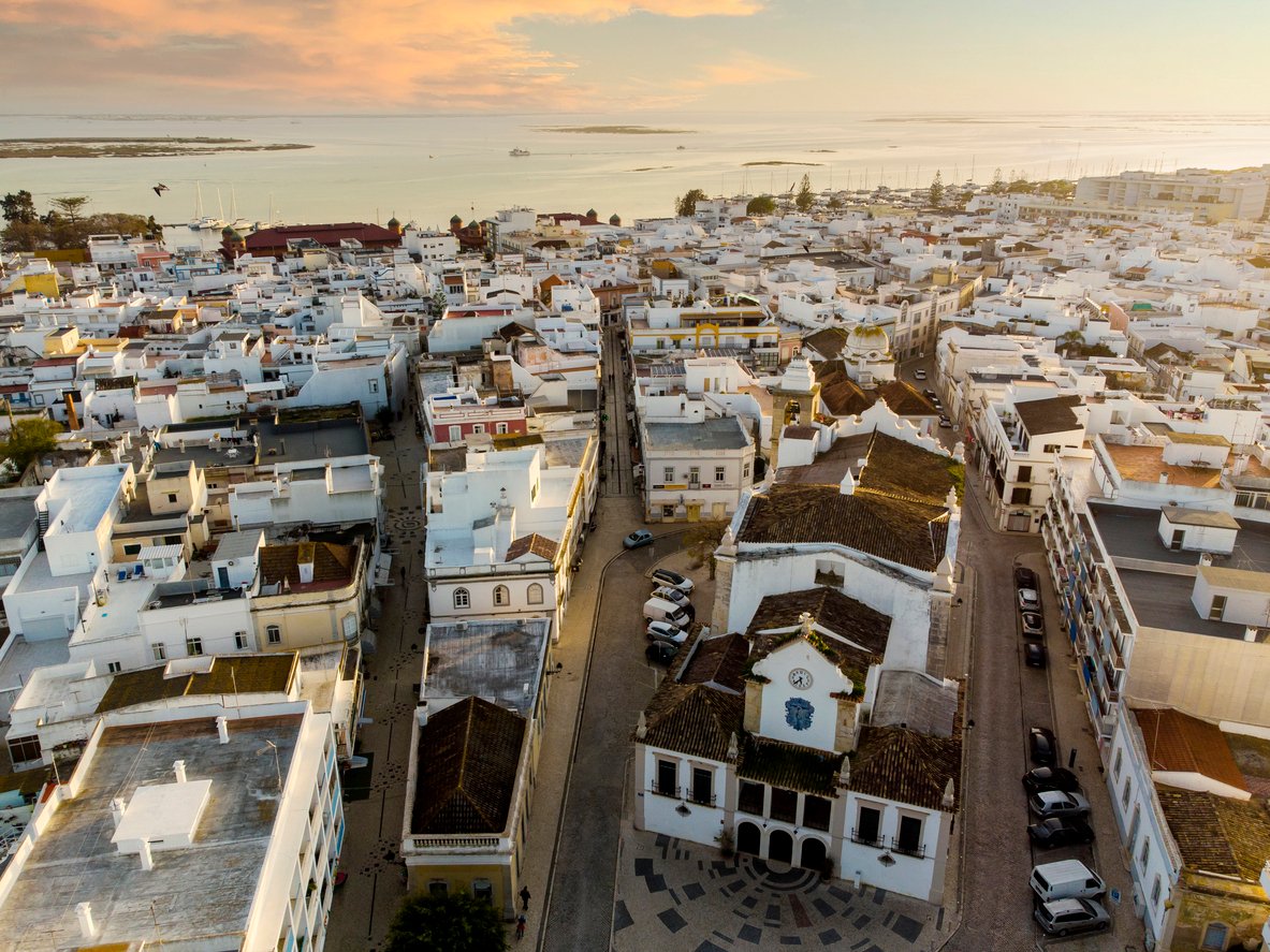 Olhao town aerial view
