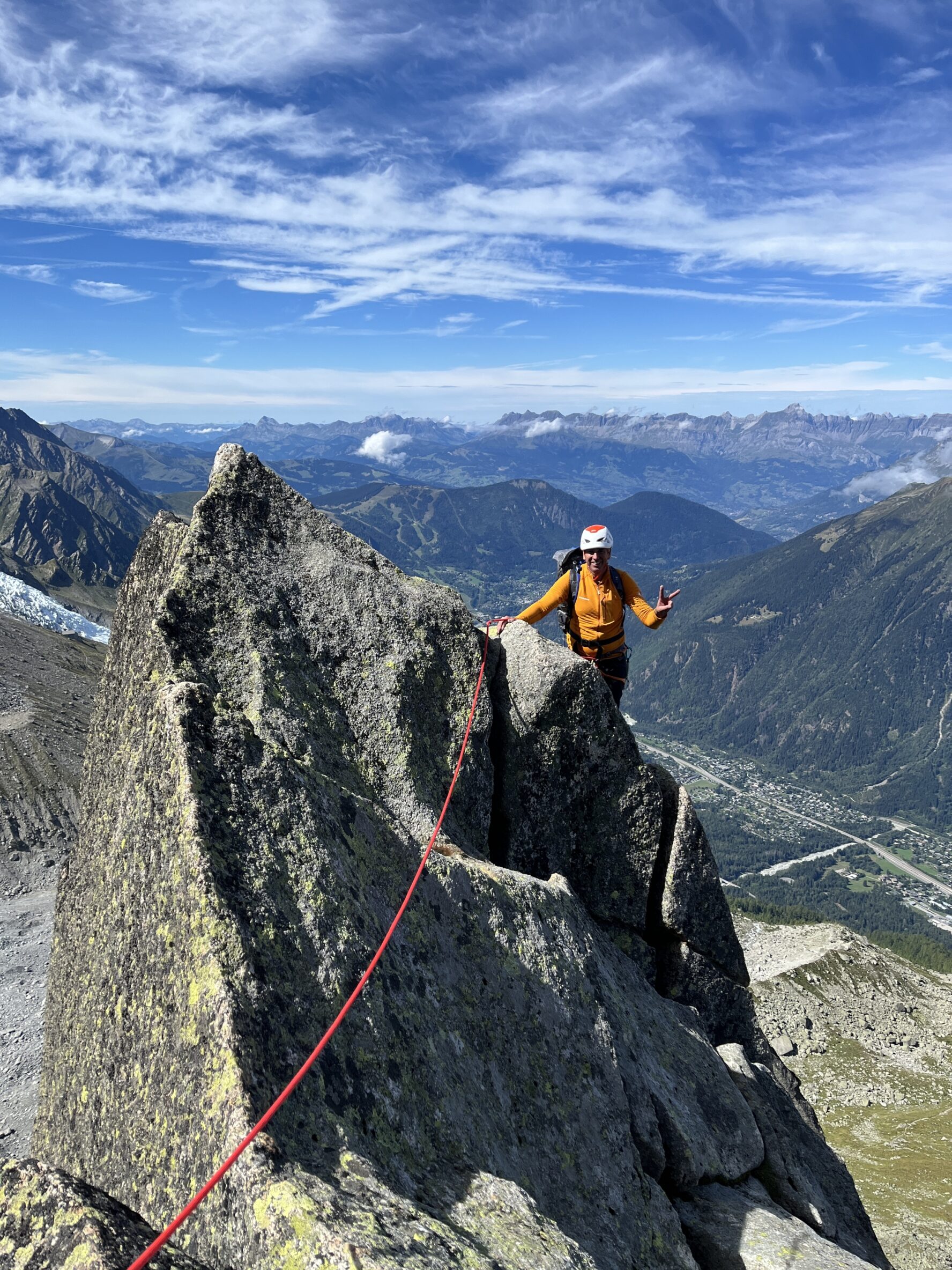 Climber on a top in chamonix