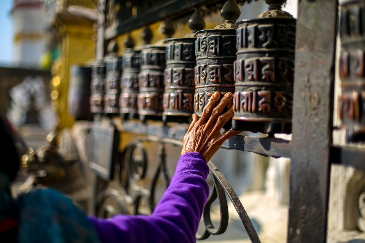 Prayer wheels in Kathmandu, Nepal