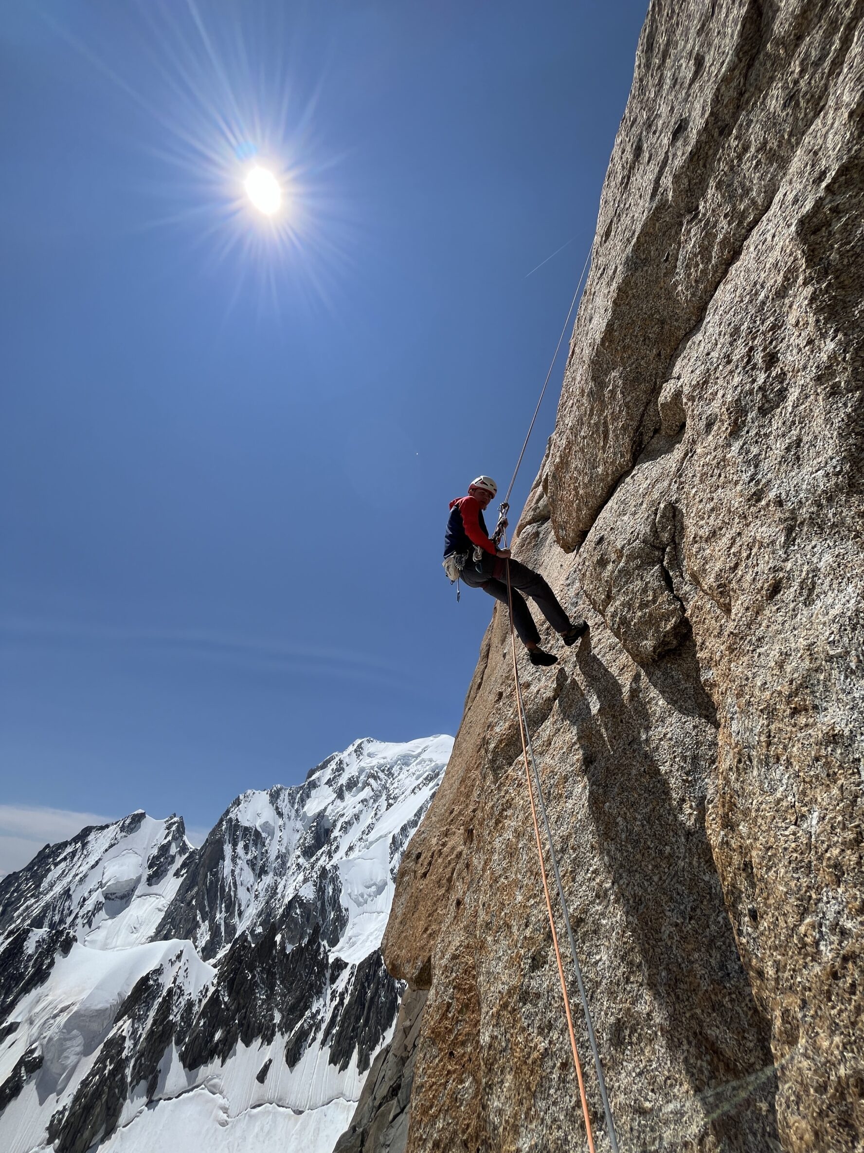 Rock climbing with a rope
